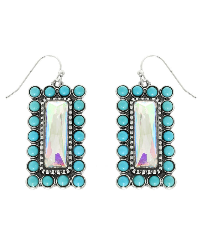 Western Vertical Turquoise Bar Earrings