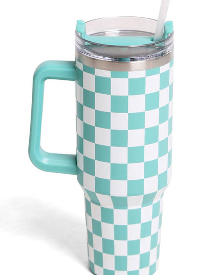 Checkered 40oz Handle Tumbler
