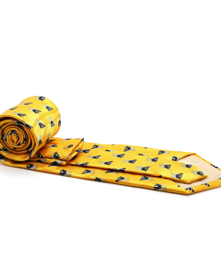 Cow Yellow Necktie with Handkerchief Set
