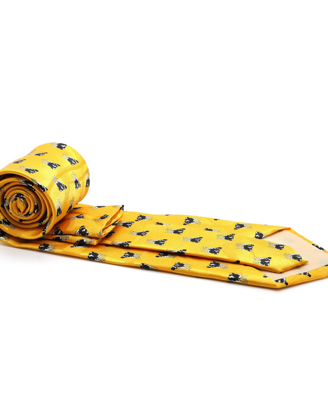 Cow Yellow Necktie with Handkerchief Set