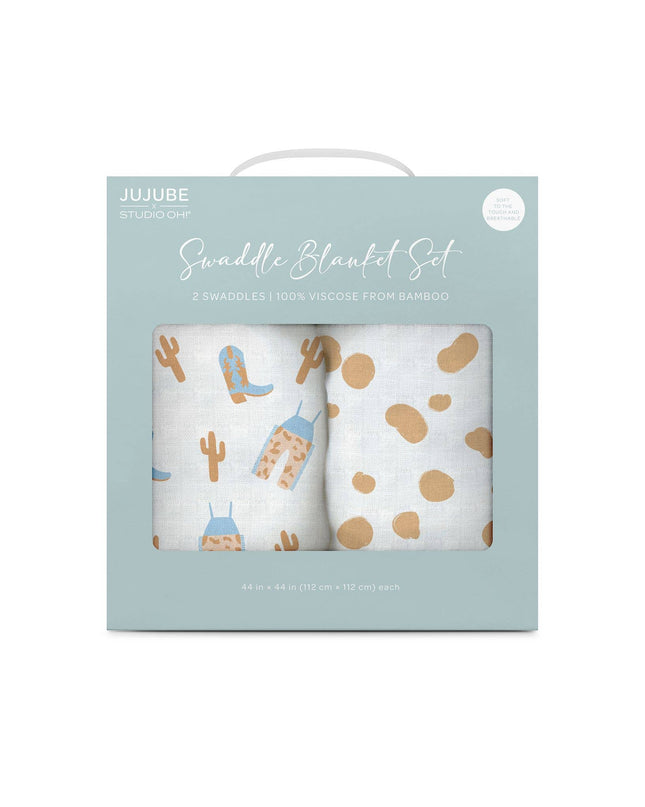 Swaddle Blanket Set Howdy Partner Blue