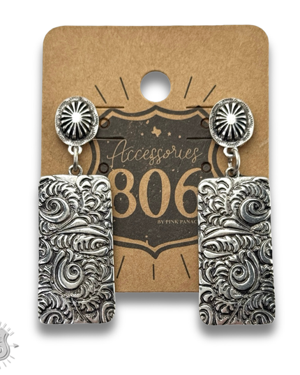 Tooled look metal earring