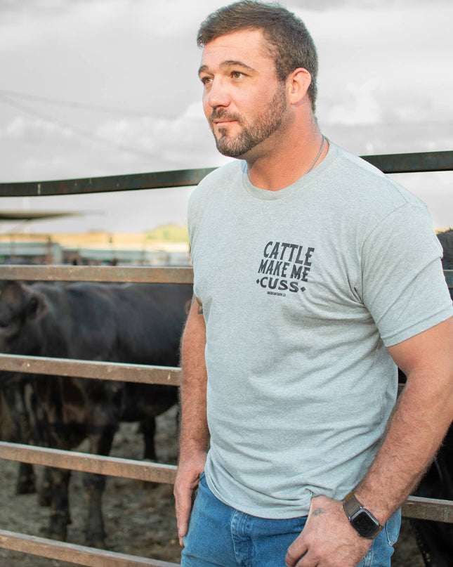 Western 'Cattle Make Me Cuss' Grey Graphic Tee