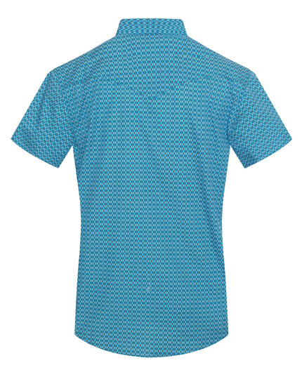 Men's Short Sleeve Pearl Snap Print Shirt-PS100S-1098