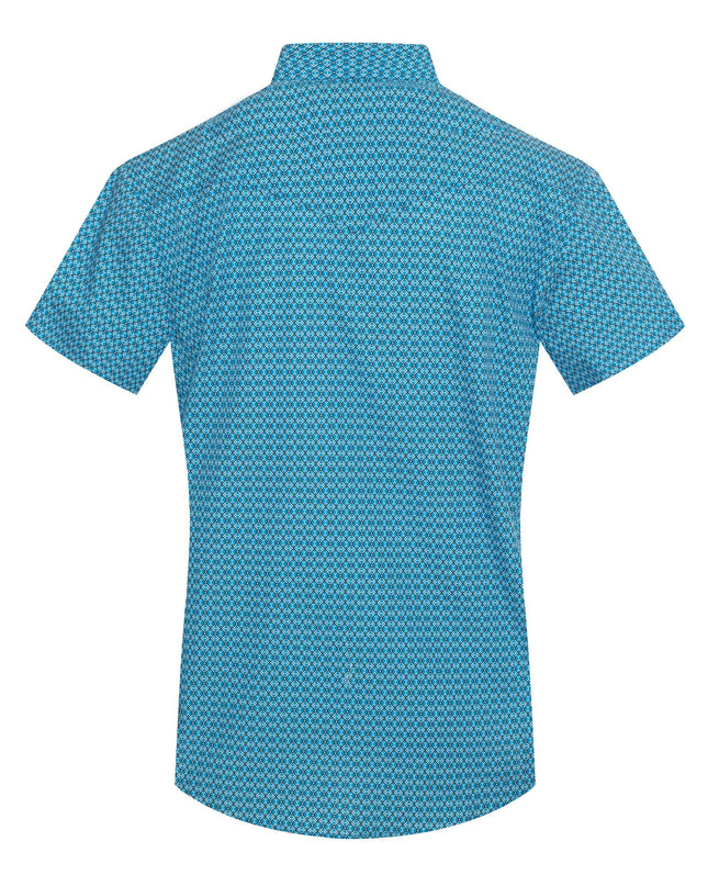Men's Short Sleeve Pearl Snap Print Shirt-PS100S-1098