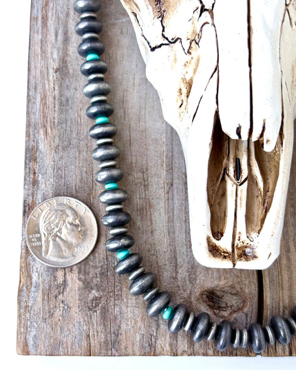 Western Style Flat Navajo Pearl & Stone Beaded Necklace