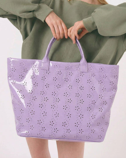Flower/ Checkered/ Pattern PVC Glossy Waterproof Tote Bag