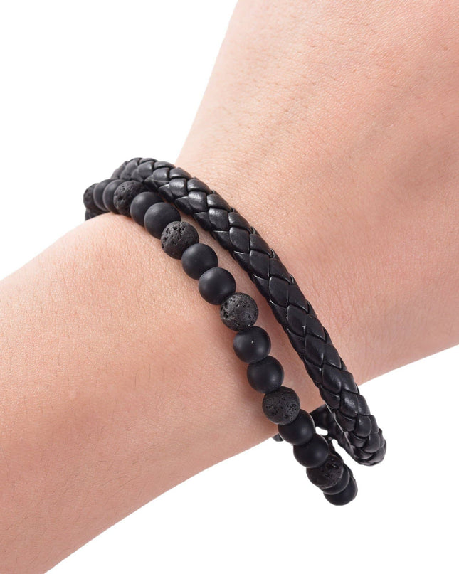 Lava Bracelet | Men's Natural Stone Leather Bracelet