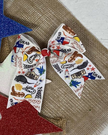 Texas Printed Ribbon Cheer Bow