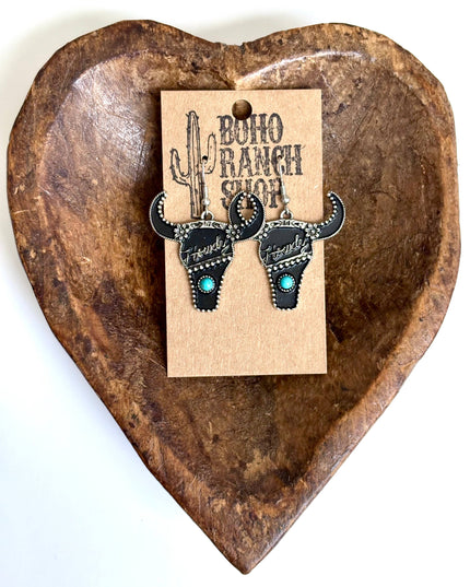 Western Steerhead Howdy Dangle Earrings