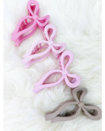 Assorted Pink and Taupe Shades of Bow Clip