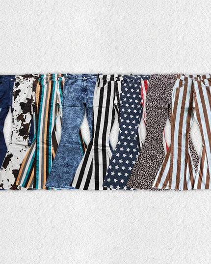 Adult Women Bell Bottom Denim Jeans Pants Trousers