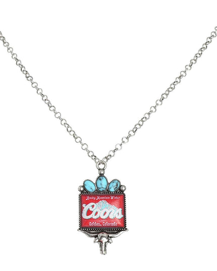 Western Longhorn Coors Water Pendant Necklace