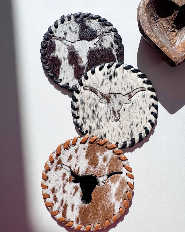 Genuine Cowhide Leather Coasters P| Western Hair-On Hide