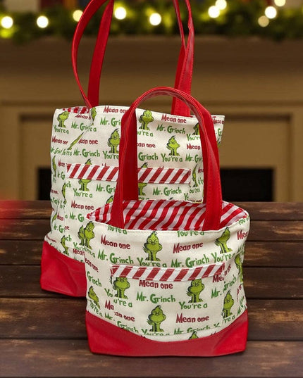 Mommy & Me Christmas Canva printed totes.
