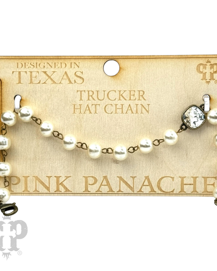 Trucker hat pearl bead chain with Austrian crystal