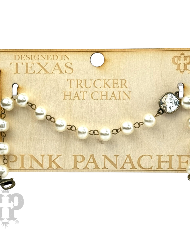 Trucker hat pearl bead chain with Austrian crystal