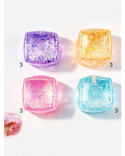 Viral Glitter Ice Cube Squishy Toy