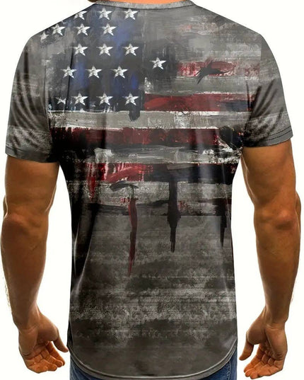American Flag Paint Print Short Sleeve T-Shirt
