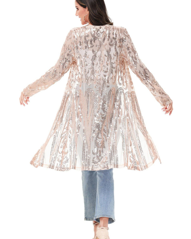 Women's Sparkly Sequin Cardigan Long Sleeve Open Front