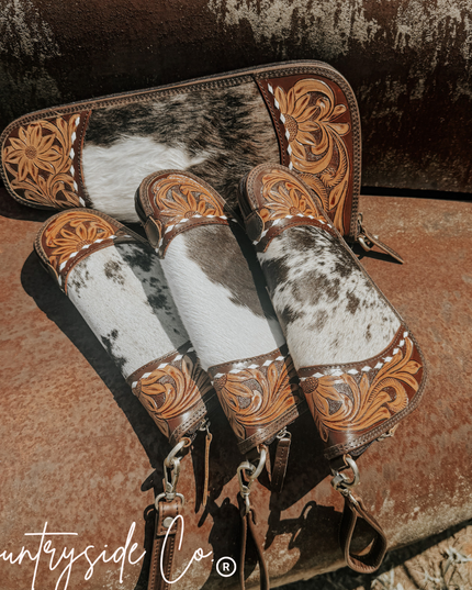 Handmade Tooled Leather and Cowhide Case