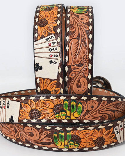 Hand Tooled Genuine American Leather Belt Men and Women