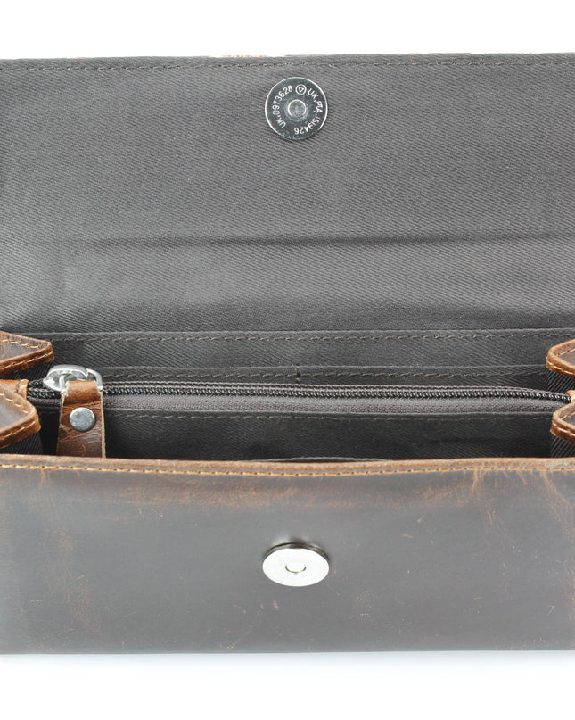 Women’s Rustic Brown Orange Aztec Clutch ABLW 18-2537