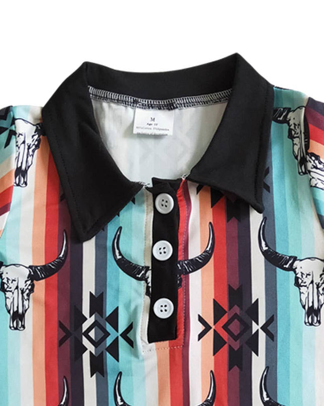 Baby Boys western cow stripe buttons shirts