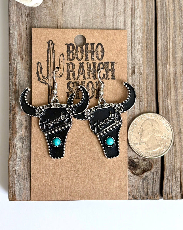 Western Steerhead Howdy Dangle Earrings