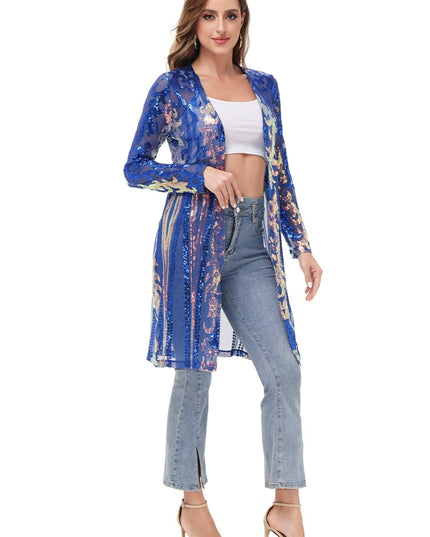 Women's Sparkly Sequin Cardigan Long Sleeve Open Front