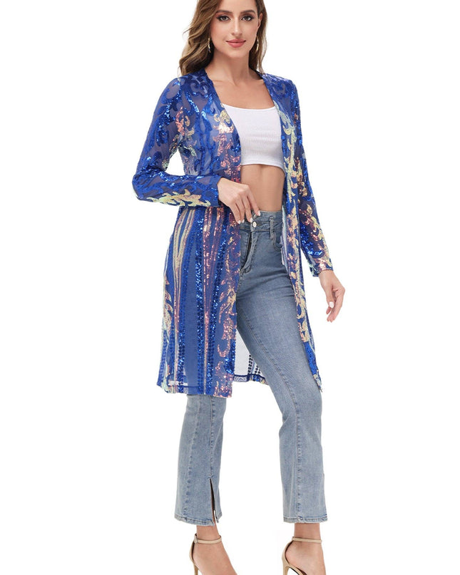 Women's Sparkly Sequin Cardigan Long Sleeve Open Front