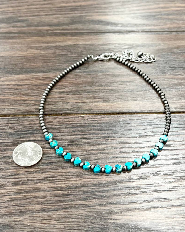 735794, Handmade 15" Navajo Heart Gemstone Necklace