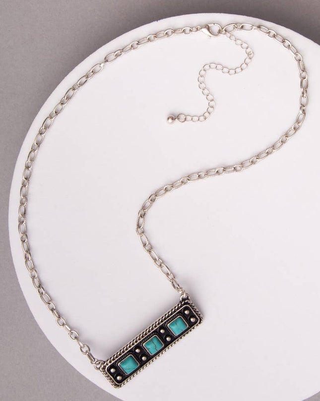 Western Rectangle Bar Concho Necklace
