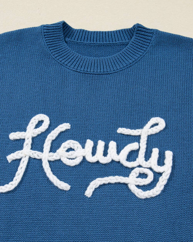 Howdy Embroidered Graphic Western Sweater (S-XL)