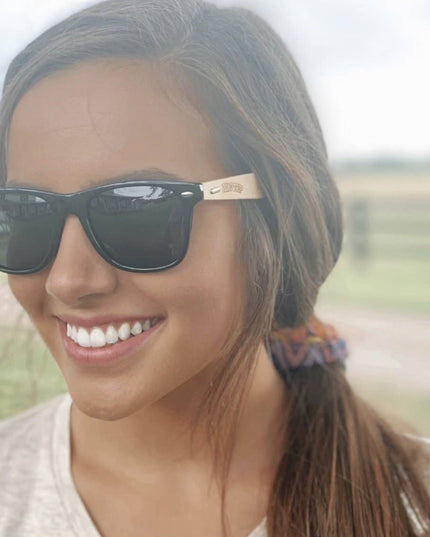 Black Retro Bamboo Sunglasses