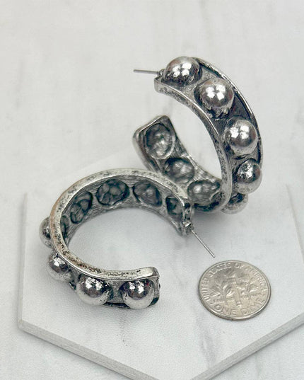 CER240805-01            silver metal circle Earrings