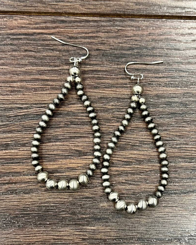 725374, Handmade Silver/Navajo Bead Earrings