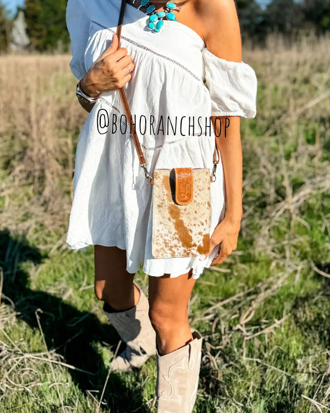 HAYDEE PHONE CROSSBODY mobile Western Tooled Leather Cowhide