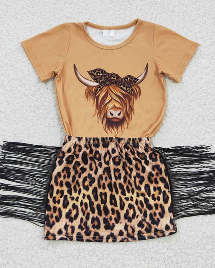 Sibling Baby Girls Western Top Tassel Skirts Outfits Sets