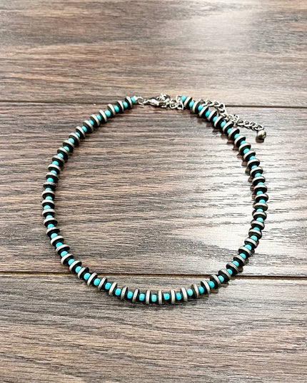 738467, 16+" Handmade Rondelle Navajo Bead Necklace