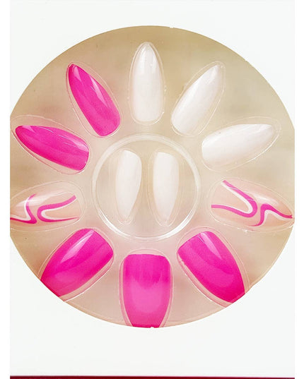Pink and White Theme Press On Nail Set