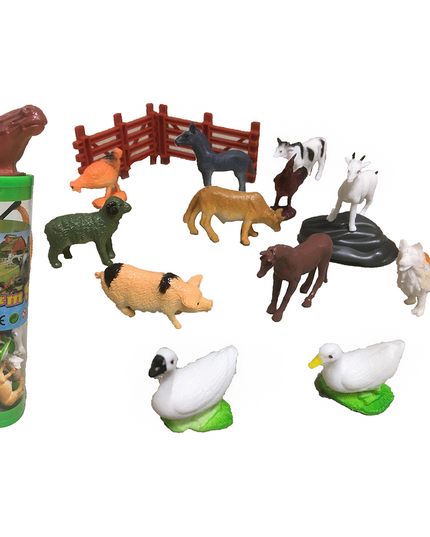 Farm Animals 2" Figurines Tube, Display Set of 12 Tubes