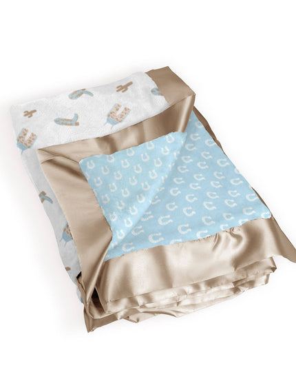 Reversible Baby Blanket Howdy Partner Blue