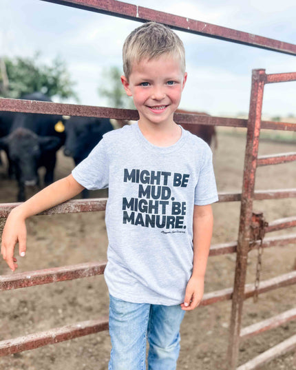 Western Graphic ‘Mud or Manure" Grey Toddler/Youth Tee
