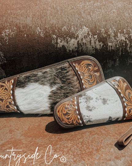 Handmade Tooled Leather and Cowhide Case