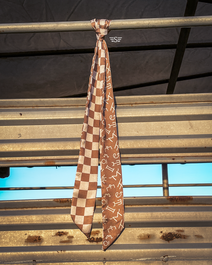 Neutral Checked Brand Twilly
