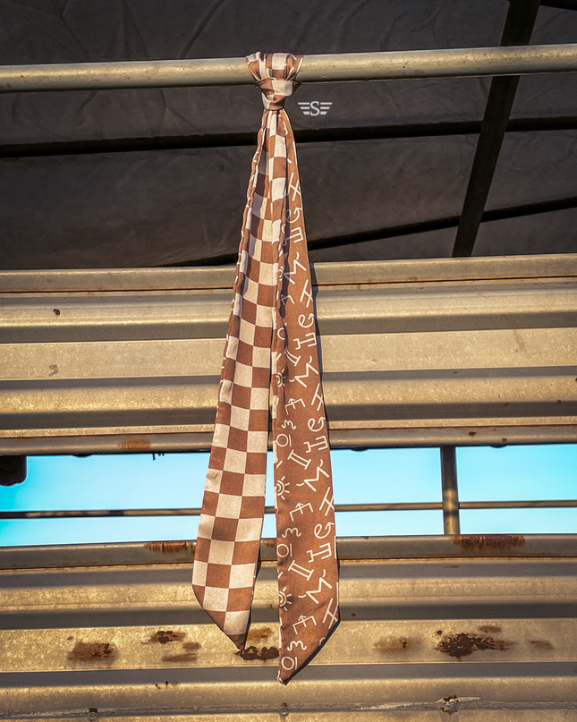 Neutral Checked Brand Twilly