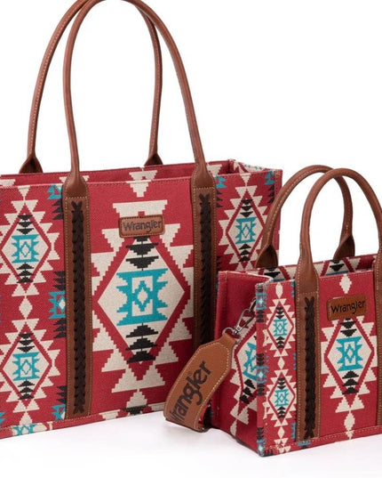 Wrangler Southwestern Print Large Tote & Small Canvas Tote/C