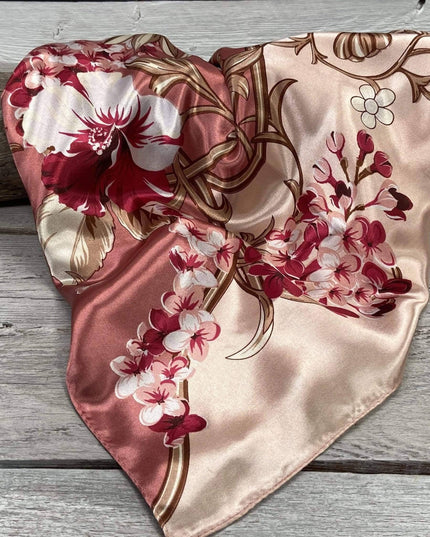 35X35" Raspberry Pink Floral Wild Rag/Scarf WR403