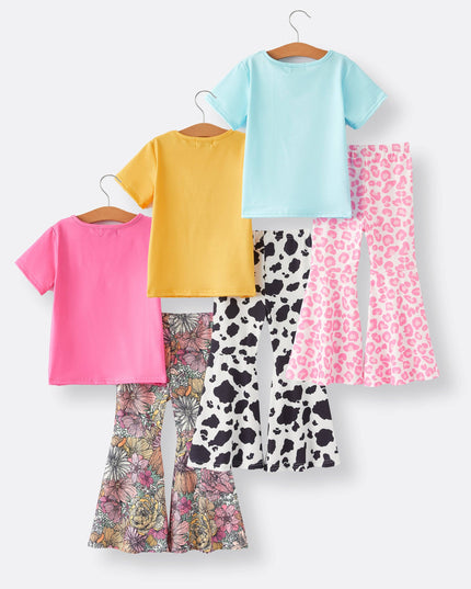 Girls Western Cow Leopard Print Cow Six-Piece Set